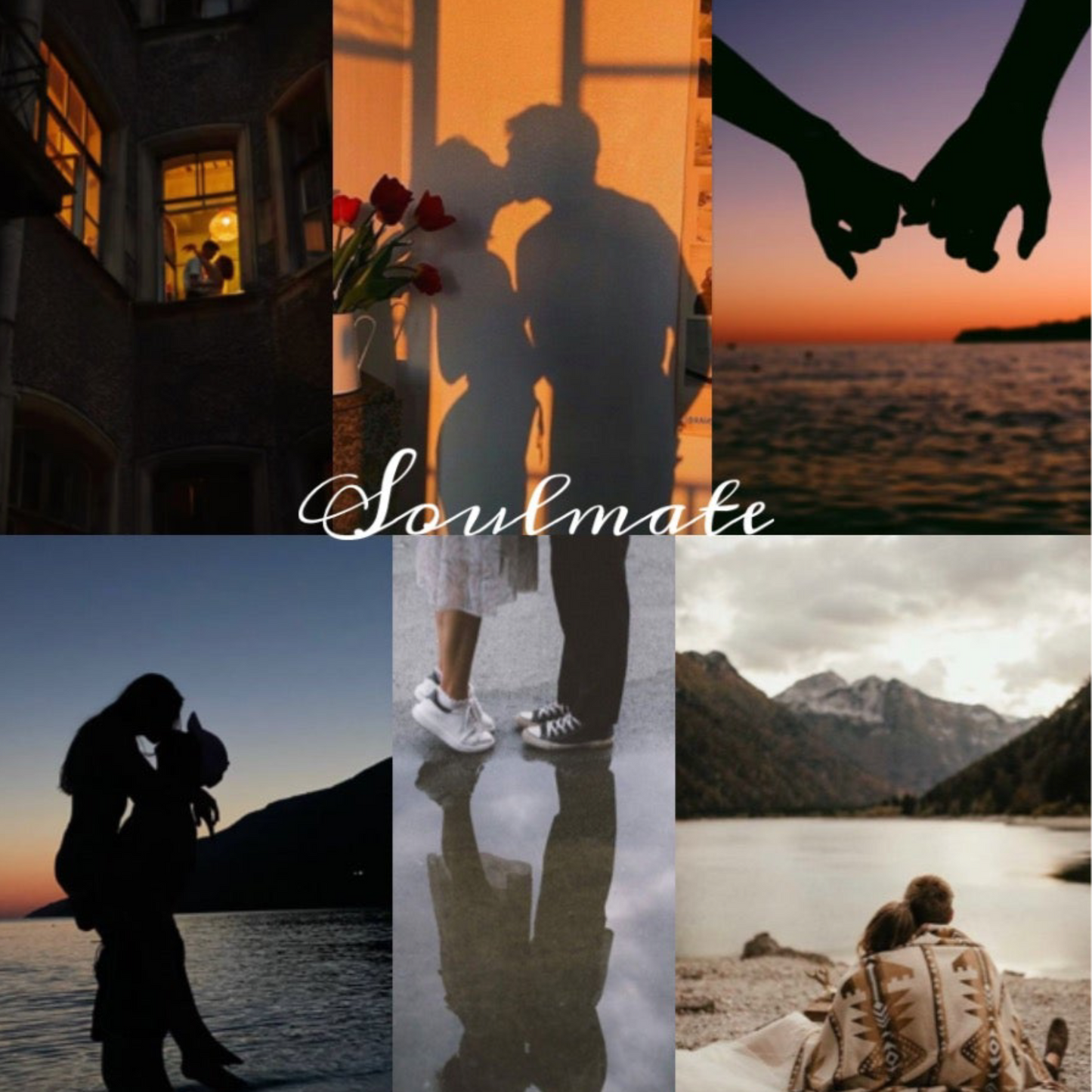 Collage of couples and love with a text says soulmate
