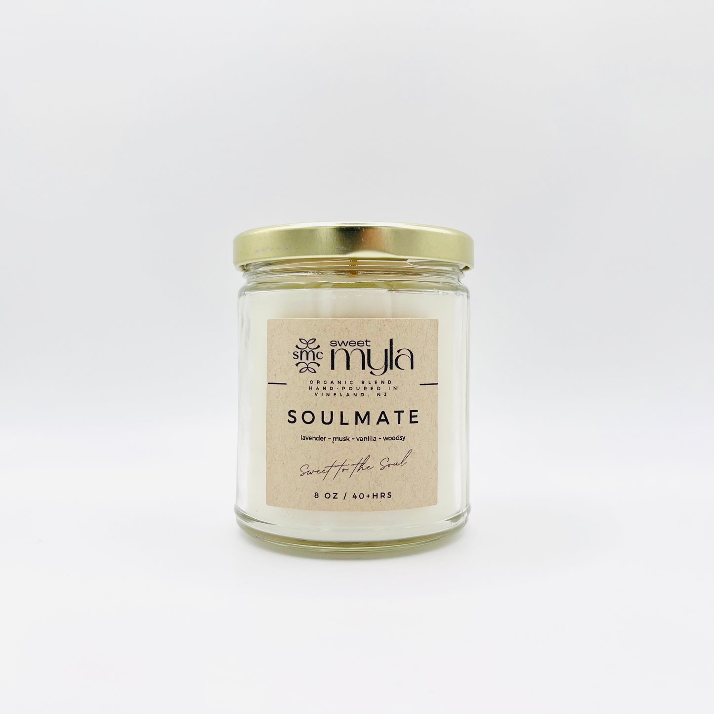 Soulmate Candle with scents of musk, lavender, vanilla & woods