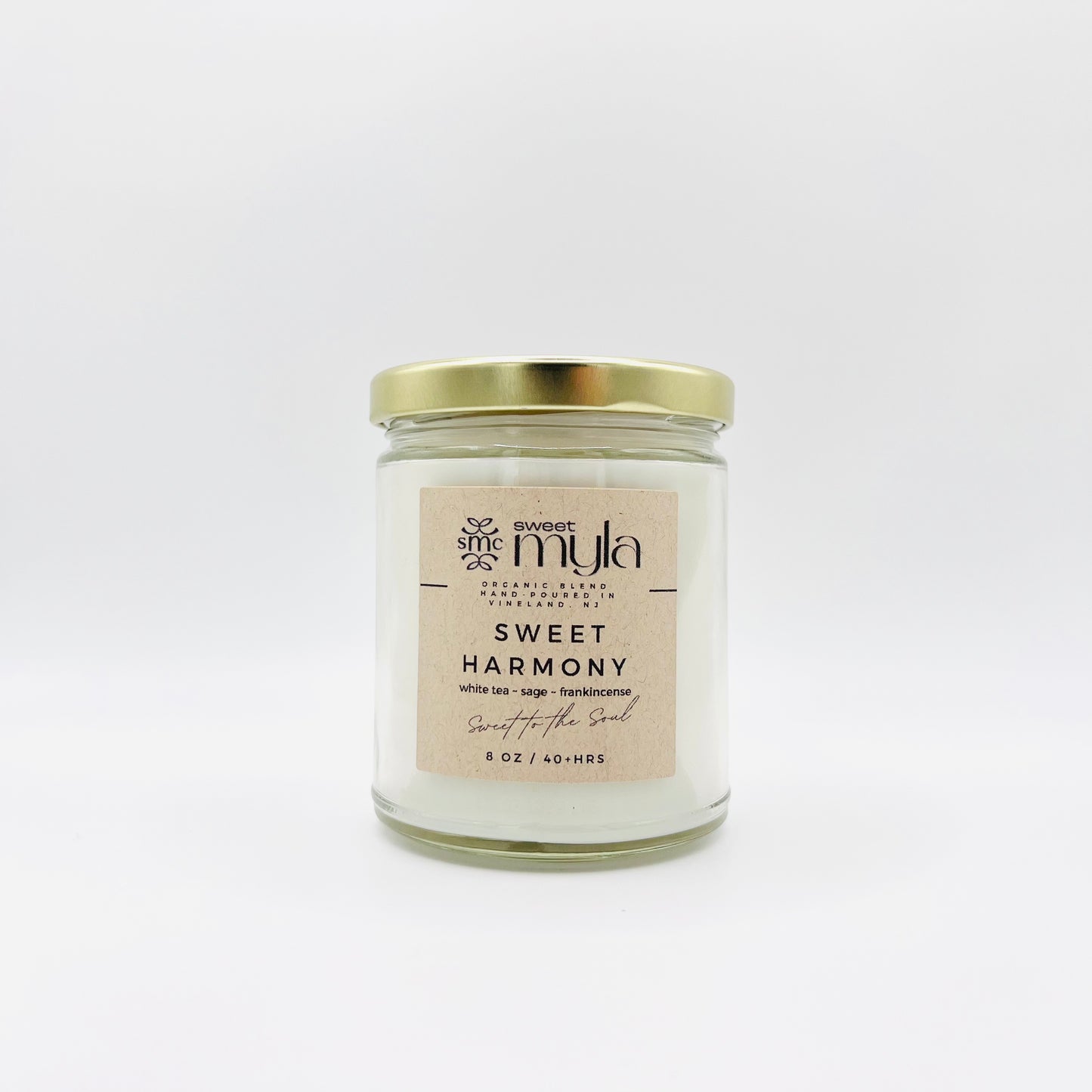 Sweet Harmony Candle with scents of White Tea, Sage & Frankincense