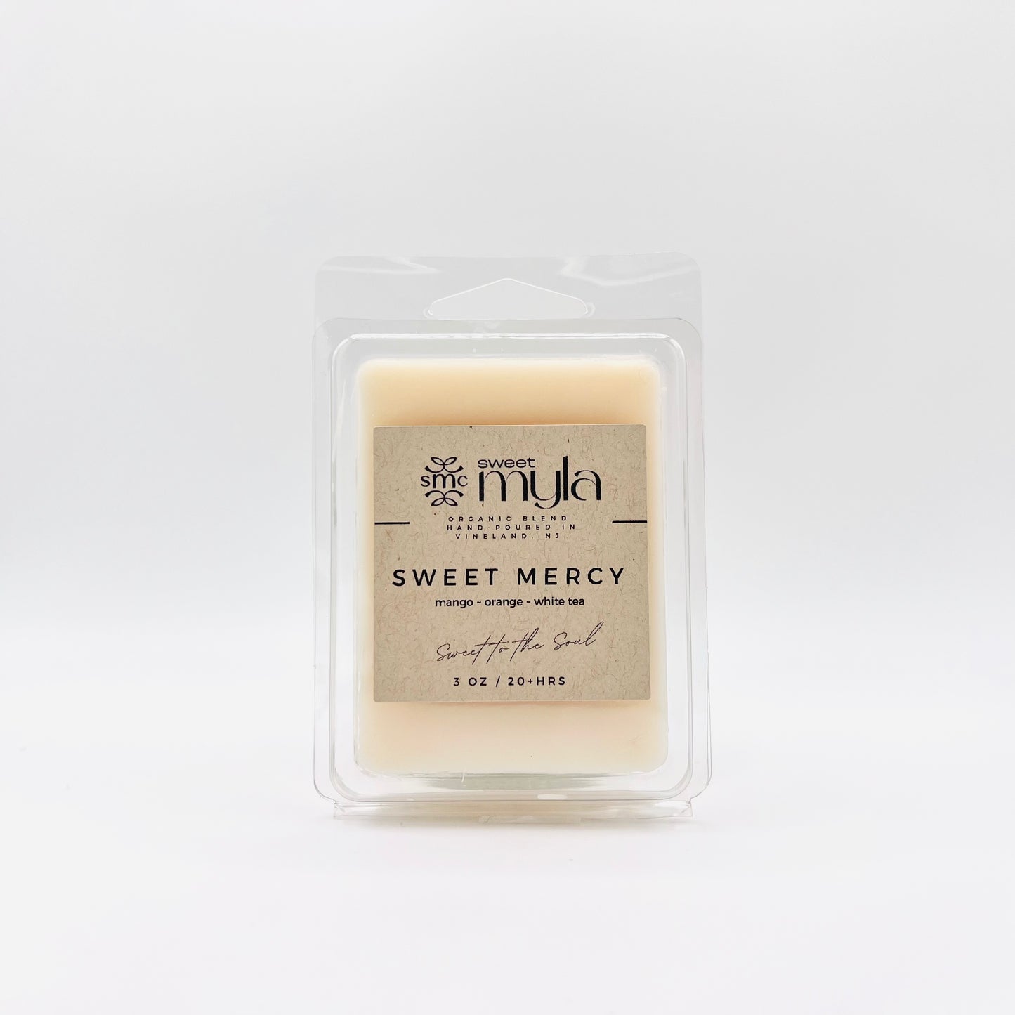 Sweet Mercy wax melts with fragrance notes of Mango, Orange & White Tea