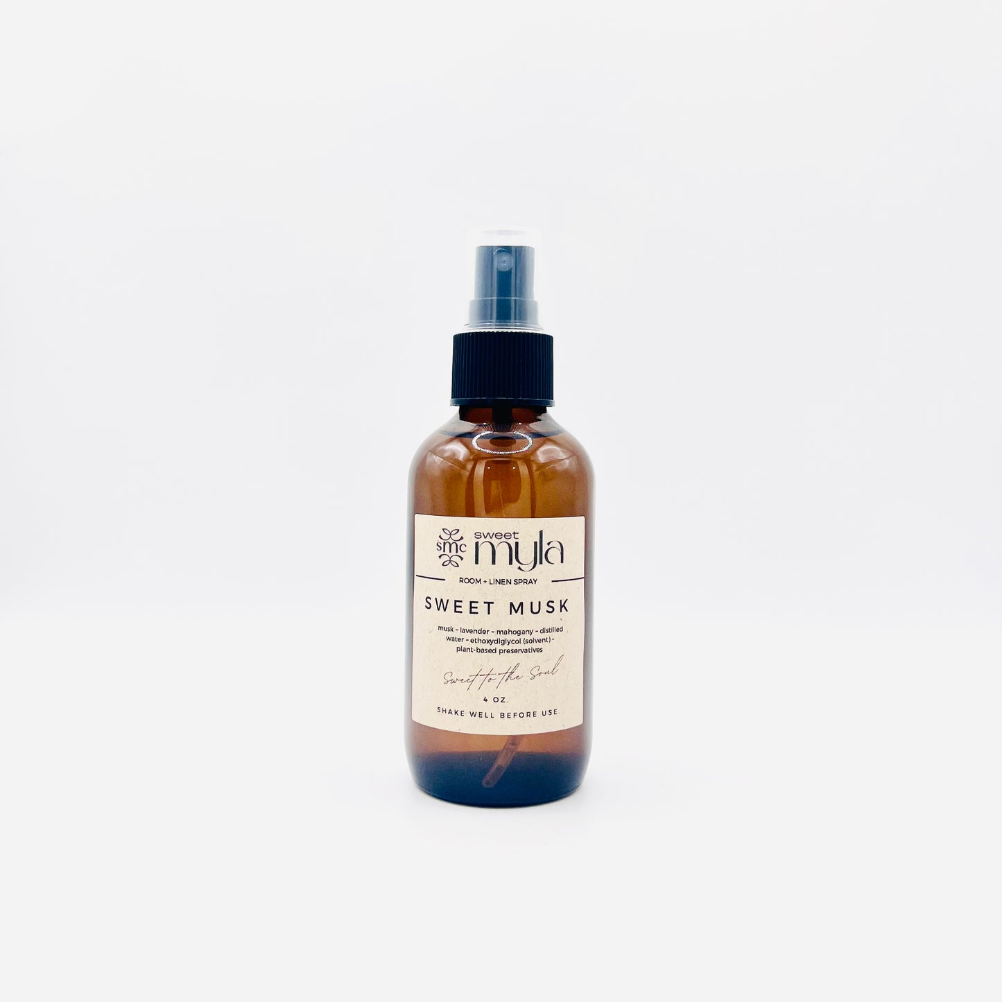 Sweet Musk Room + Linen Spray with scents of Musk, Lavender & Mahogany