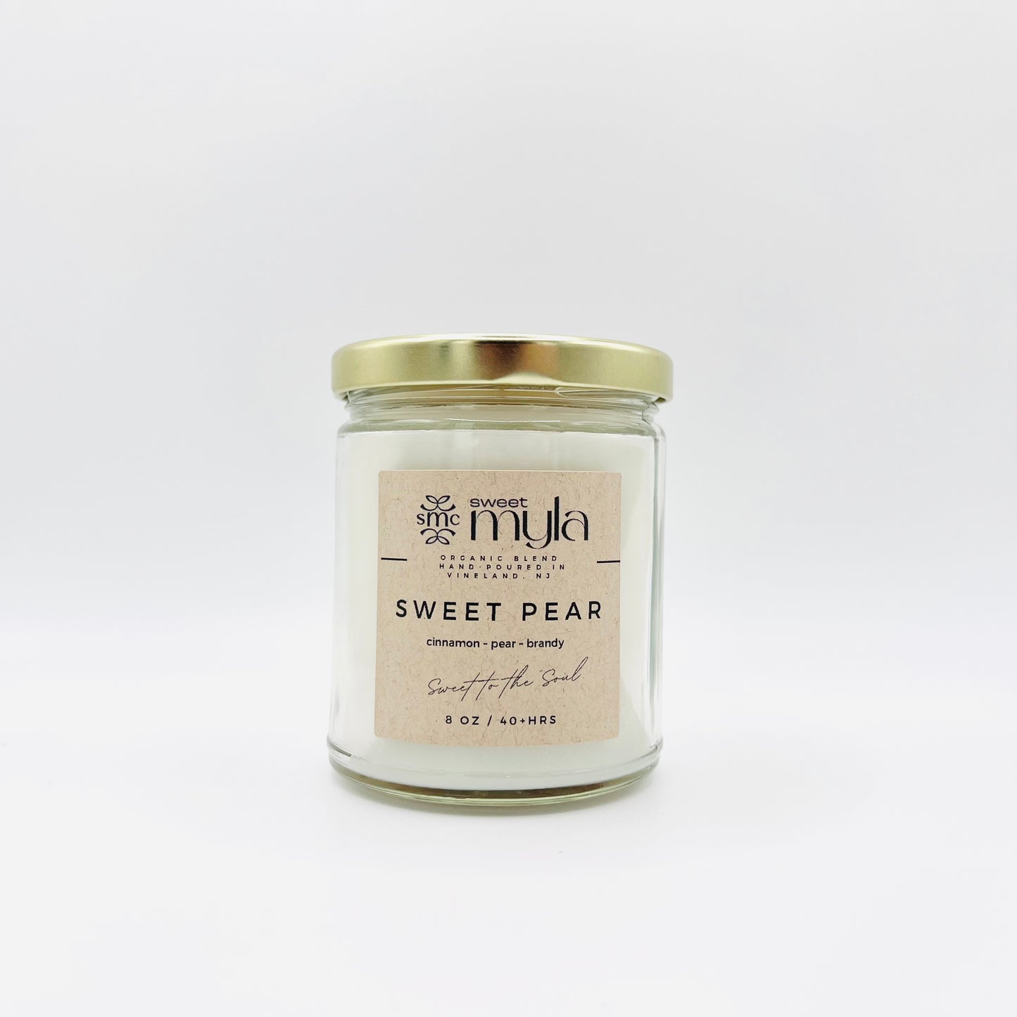 Sweet Pear Candle with fragrance notes of Cinnamon, Pear & Brandy