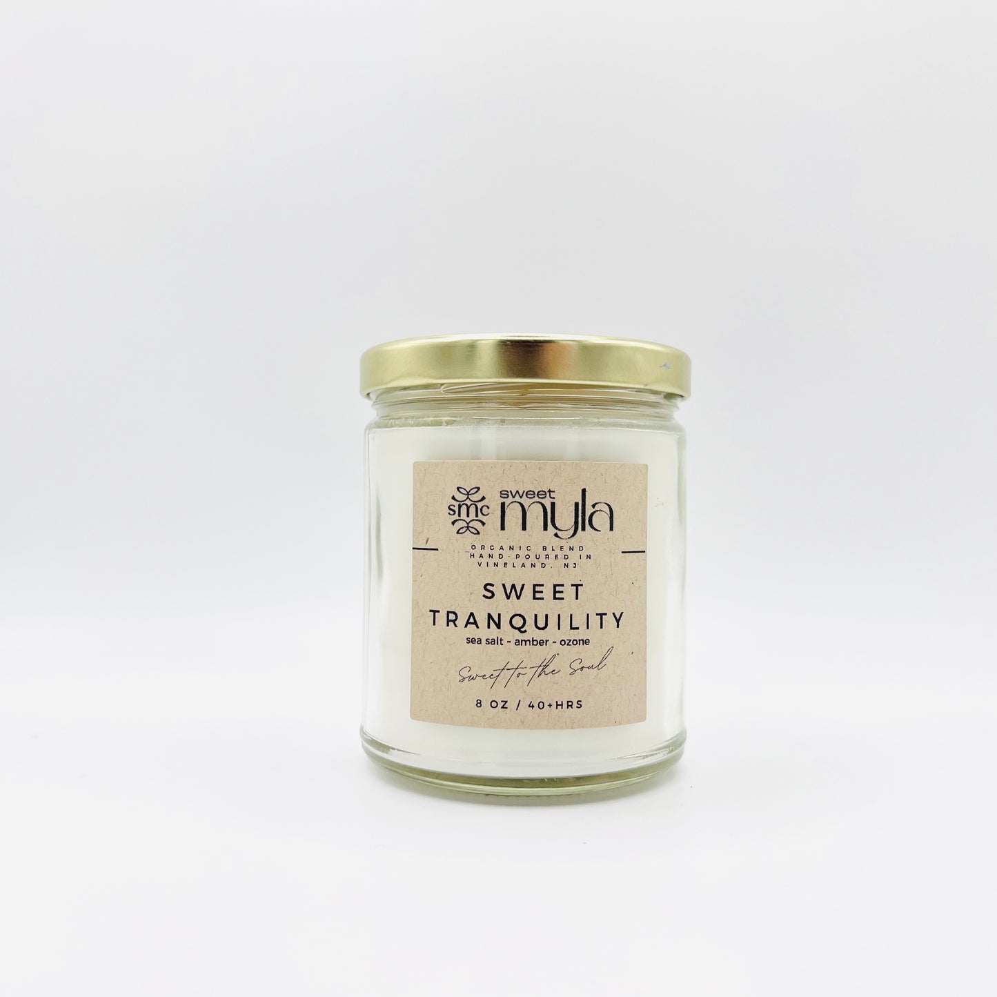 Sweet Tranquility Candle with fragrance notes of Sea Salt, Amber & Ozone
