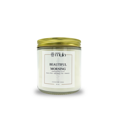 Beautiful Morning Candle with scents of Anjou pear, bergamot tea, orange  