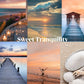 Collage of serene beach scenes with 'Sweet Tranquility' text overlay.