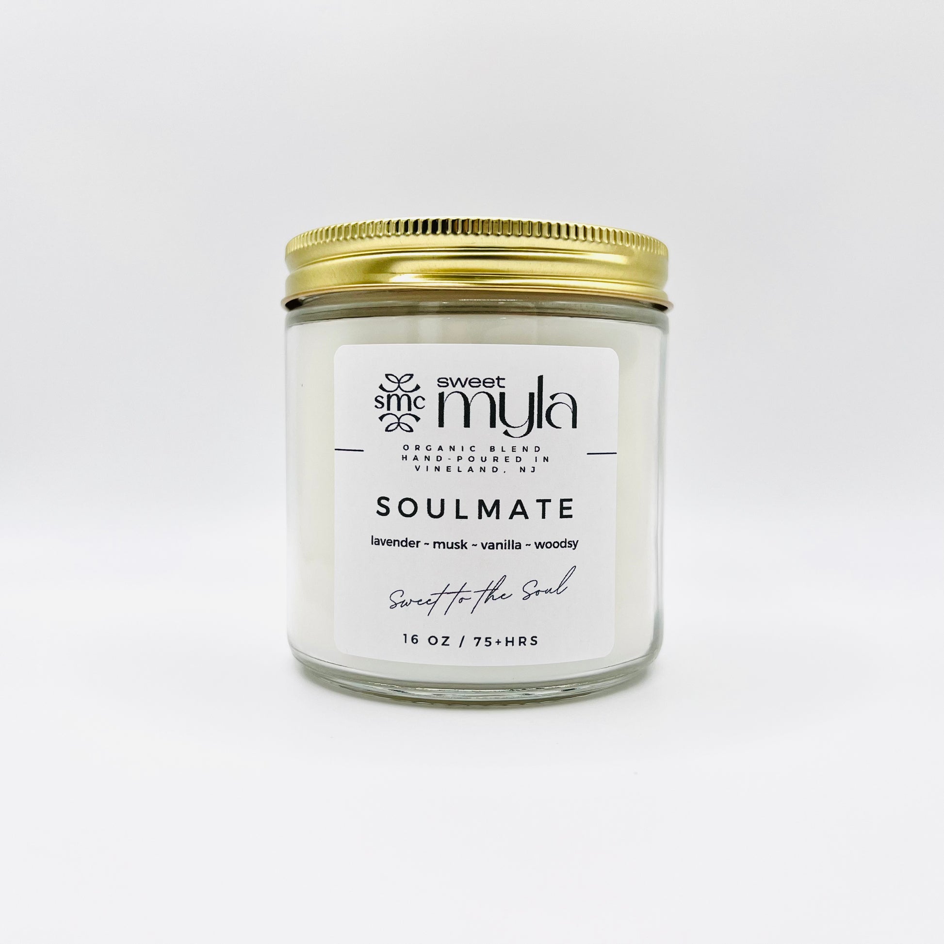 Soulmate Candle with scents of musk, lavender, vanilla & woods 