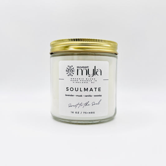 Soulmate Candle with scents of musk, lavender, vanilla & woods 