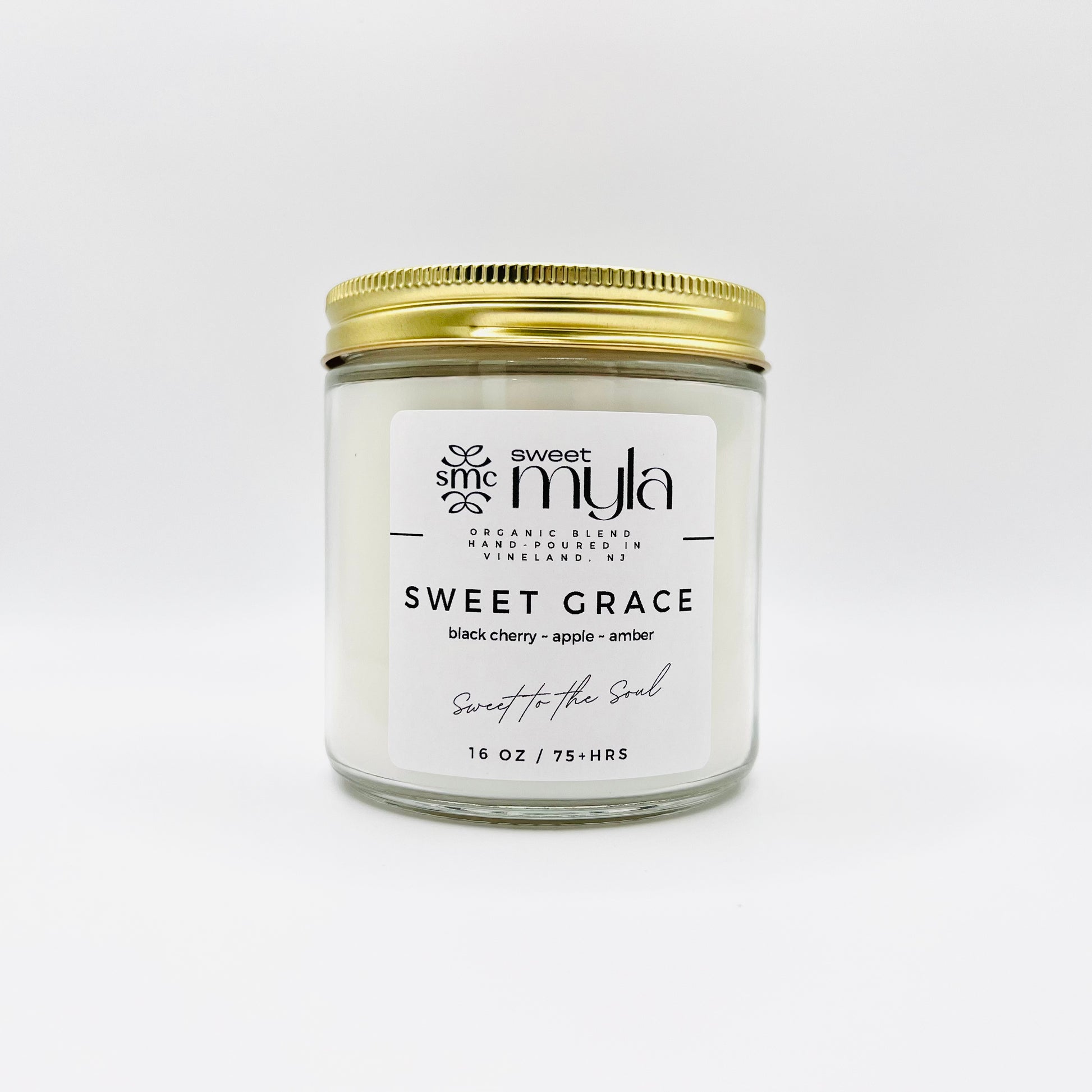 Sweet Grace Candle with scents of Black Cherry, Apple & Warm Amber