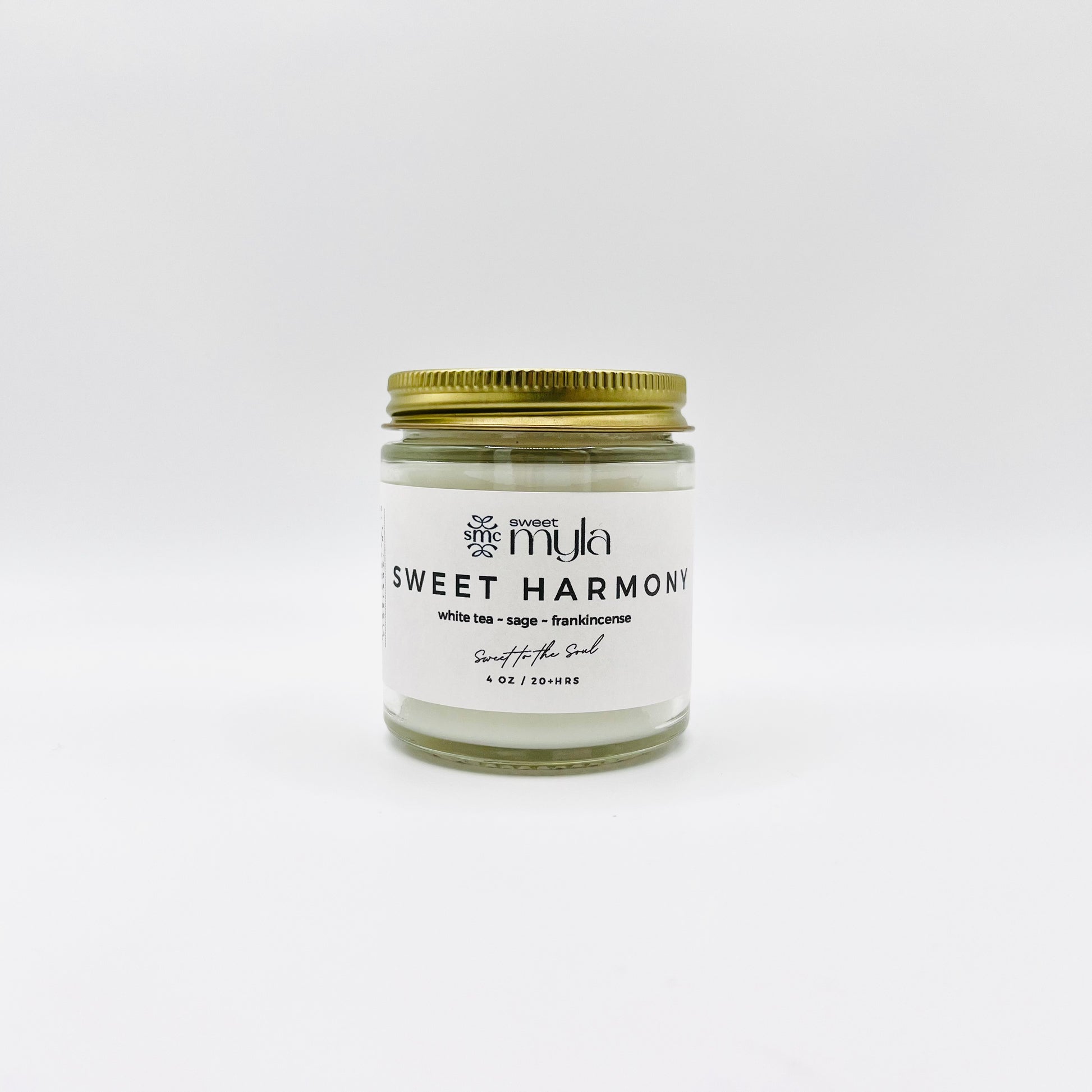Sweet Harmony Candle with scents of White Tea, Sage & Frankincense 