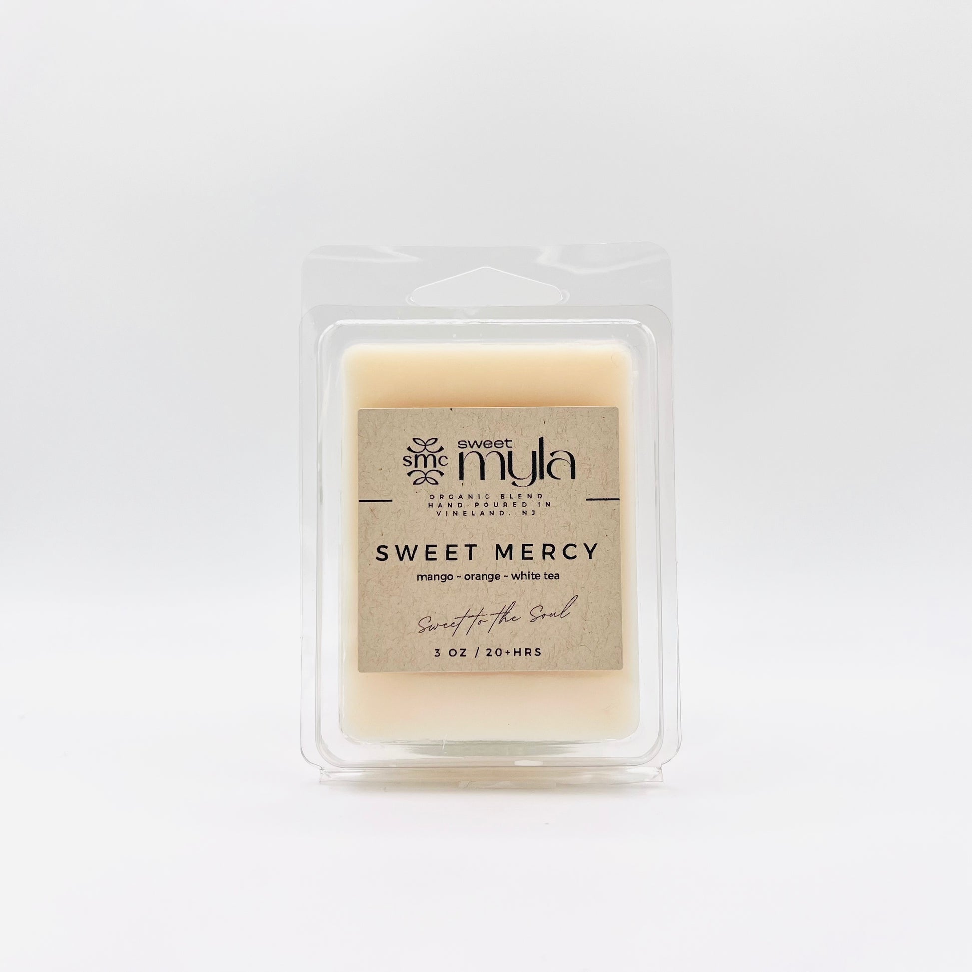 Sweet Mercy wax melts with fragrance notes of Mango, Orange & White Tea