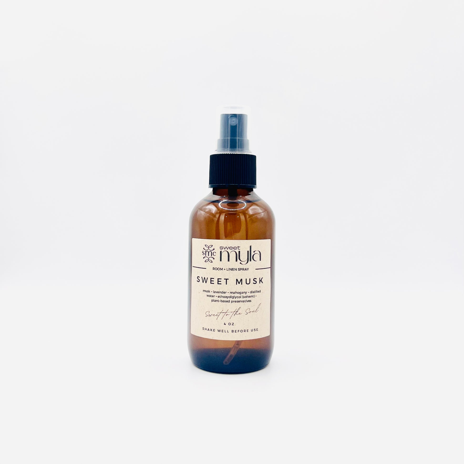 Sweet Musk Room + Linen Spray with scents of Musk, Lavender & Mahogany 
